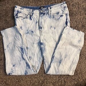 Stylish Blue and White Straight Leg Jeans